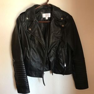 Faux leather motorcycle jacket